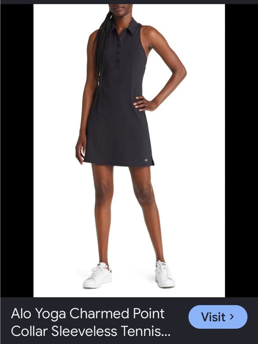 Alo Black Sleeveless Polo Tennis Dress xs